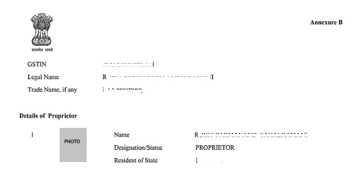 Annexure B GST registration