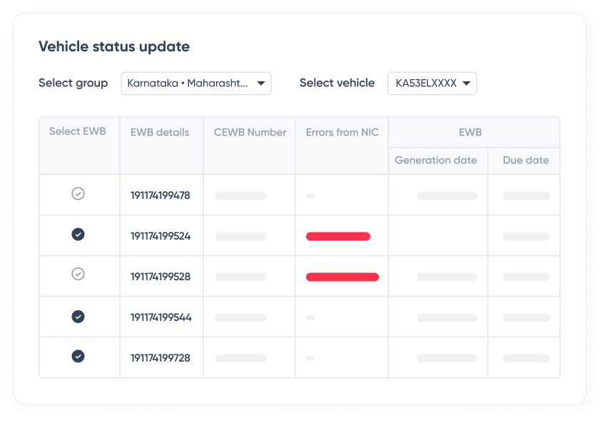 Bulk update vehicle details