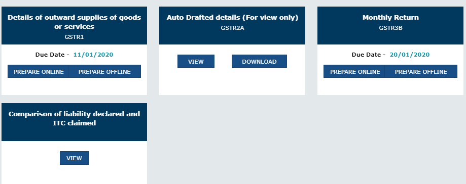 Prepare Online’ under GSTR-1 tile