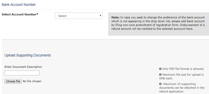 enter bank account details for gst refund