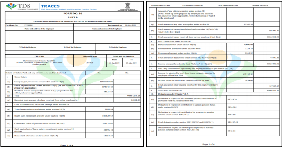 FORM 16 PART B