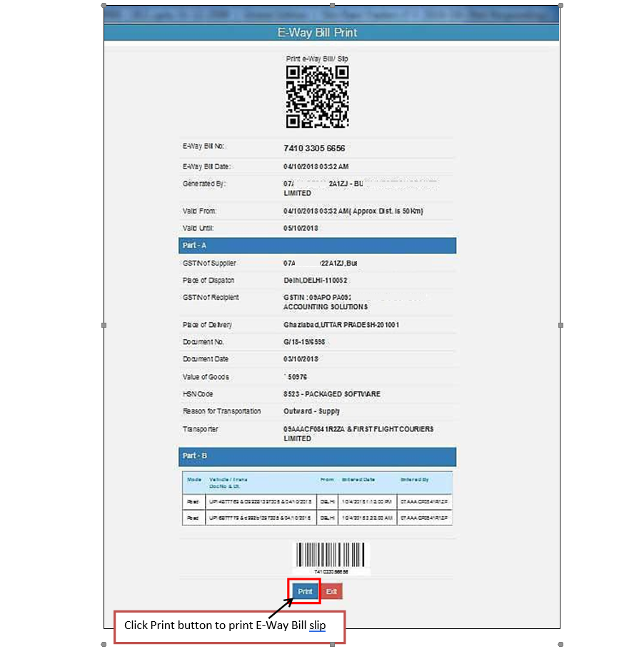 e way bill print