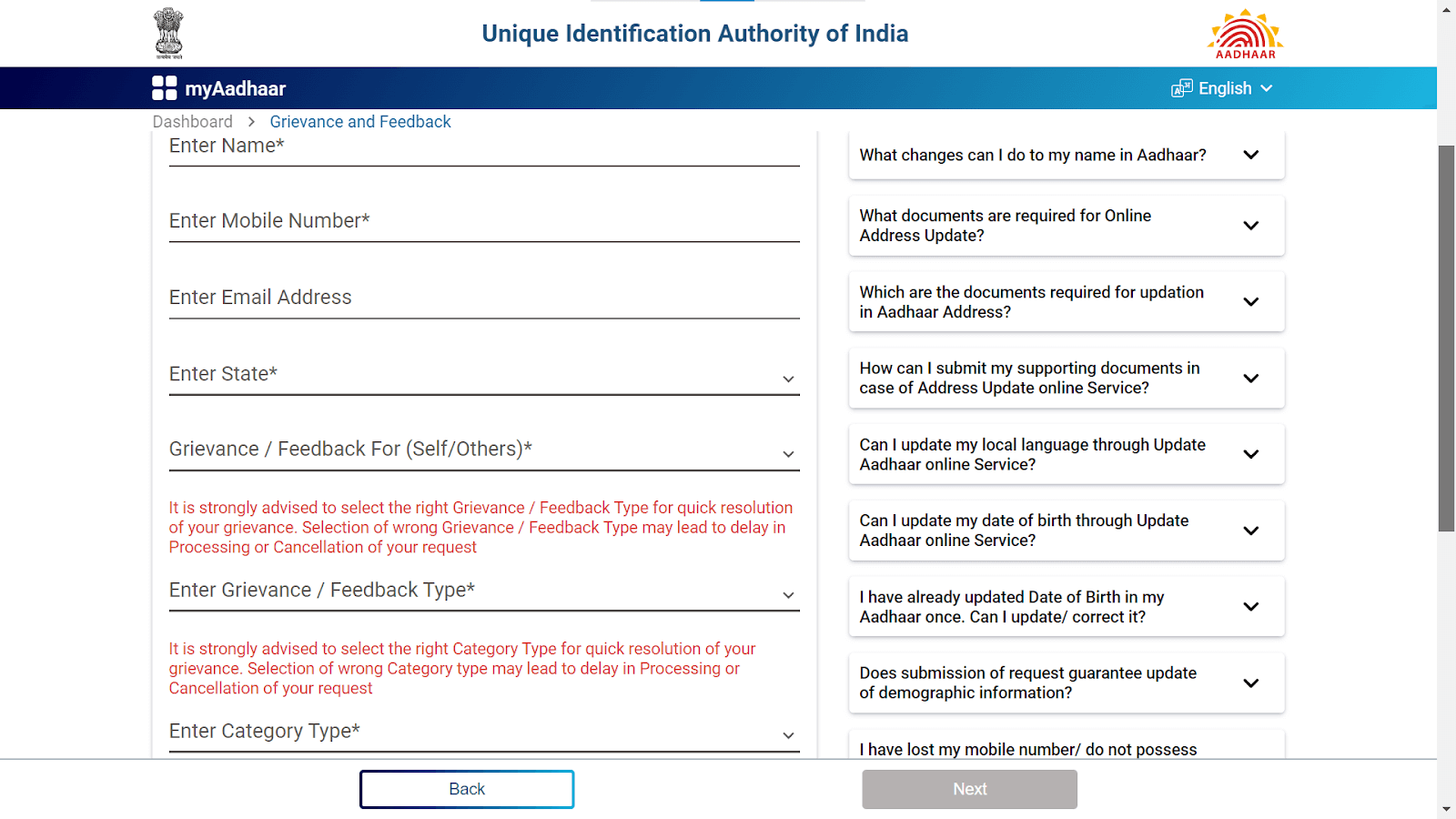 put down information to give grievance