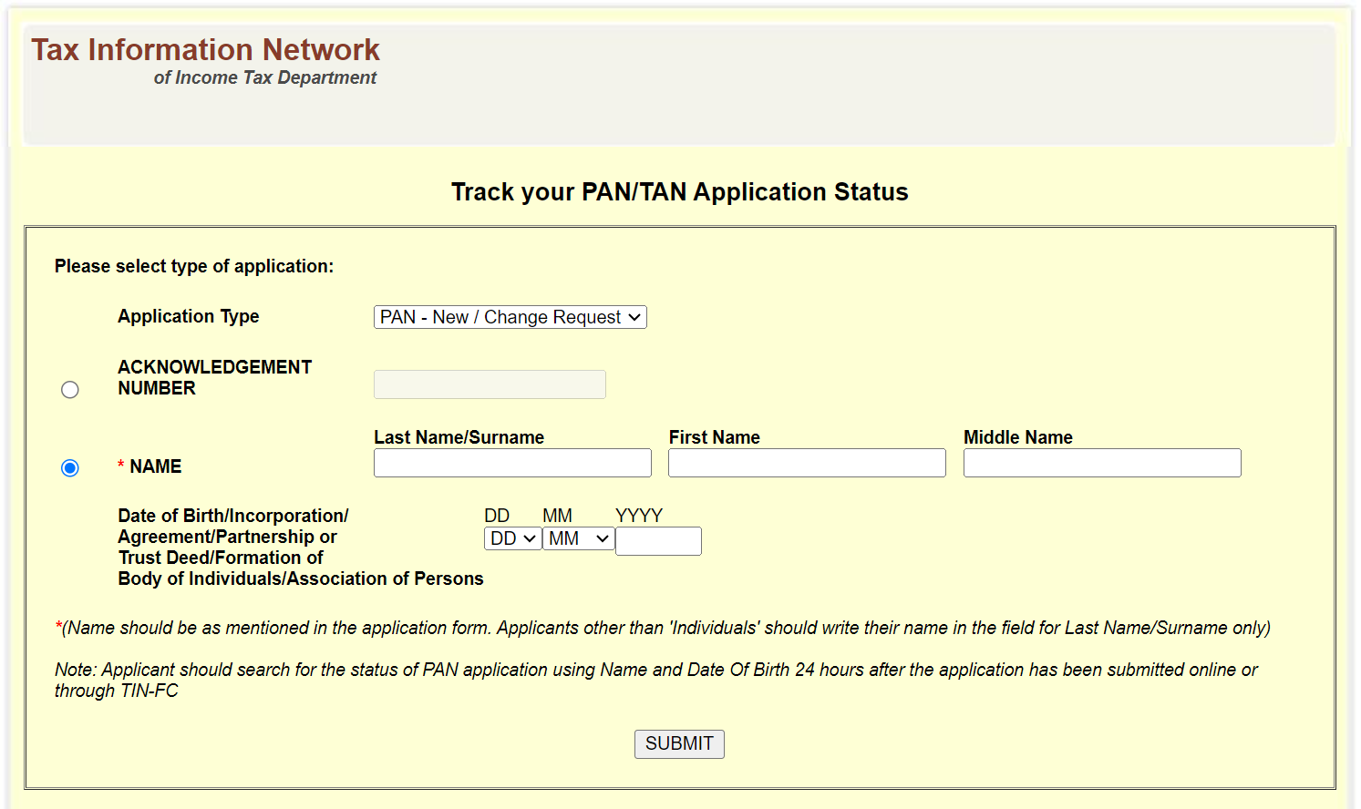 Check PAN card status 