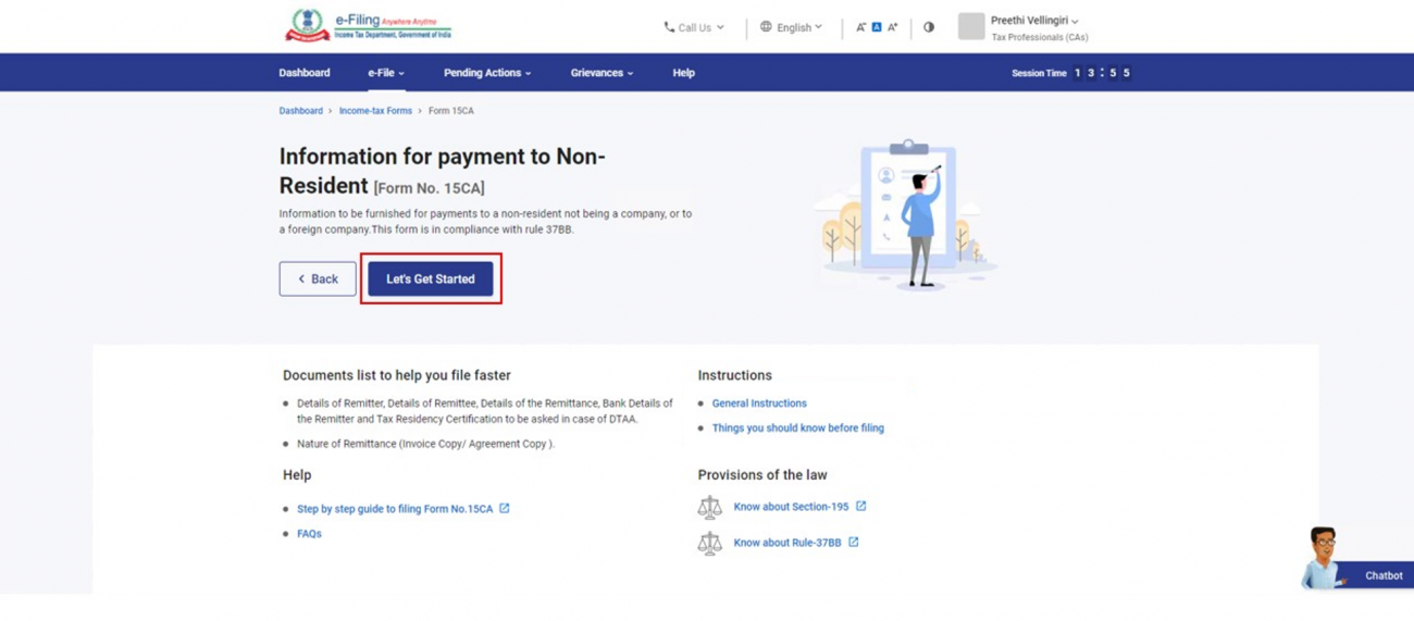 information for payment to non- resident 