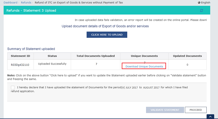 gst refund download unique documents