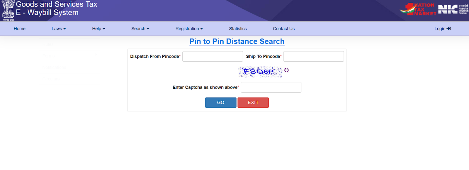 enter source and destination postal pin codes