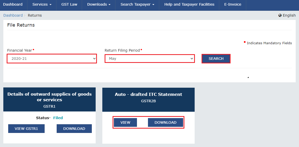 select the relevant tax period
