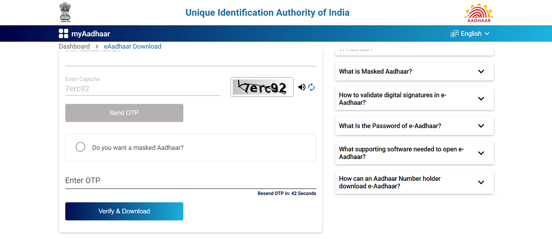 Aadhaar card download
