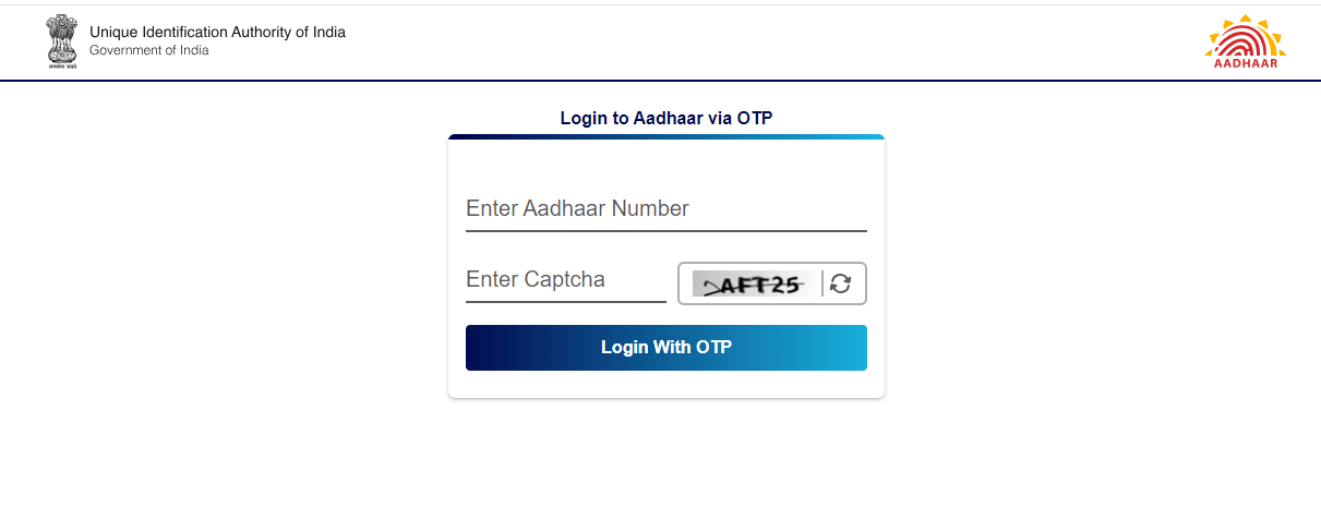 myAadhaar login page